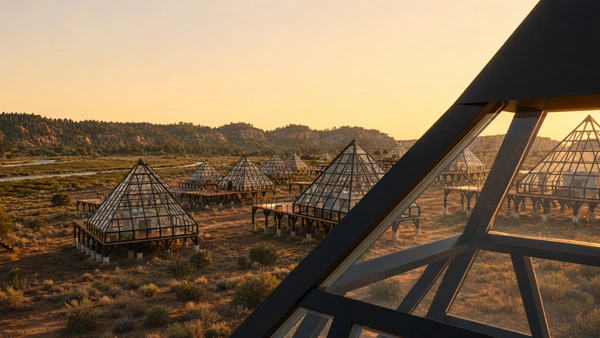 Golden-hour glass pyramid at Bryce Canyon