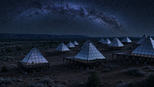 Star-filled night sky above the Bryce Canyon pyramids