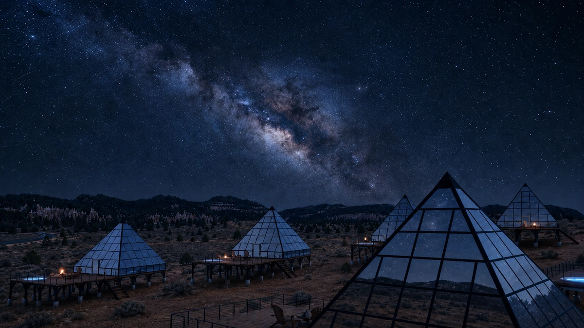 The Milky Way over the river valley